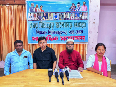 Teachers’ organisations addressed a press conference at Agartala Press Club on November 17 demanding reemployment.